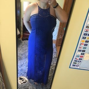 Blue crochet maxi dress